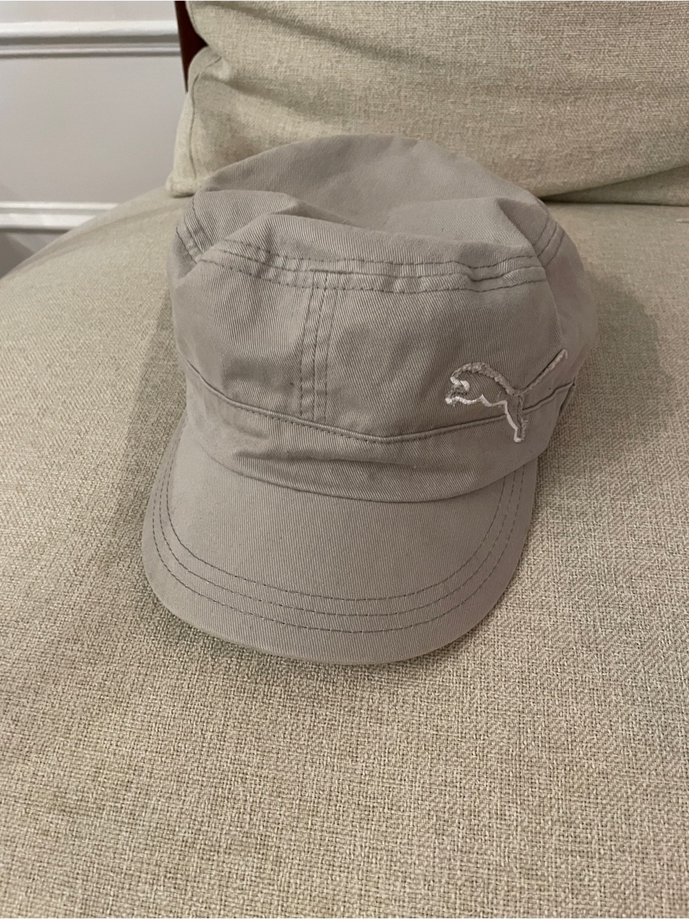 Puma Taupe/Light Gray Military-Style Cap with Embroidered Cat Logo
